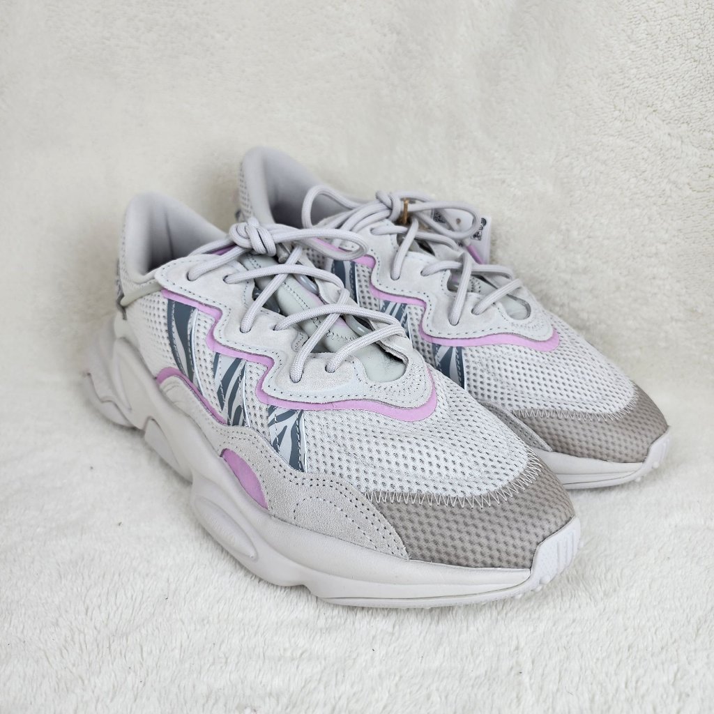 Adidas Womens Originals Ozweege Grey Pink Leather Mesh Athleisure Casual Shoes 9